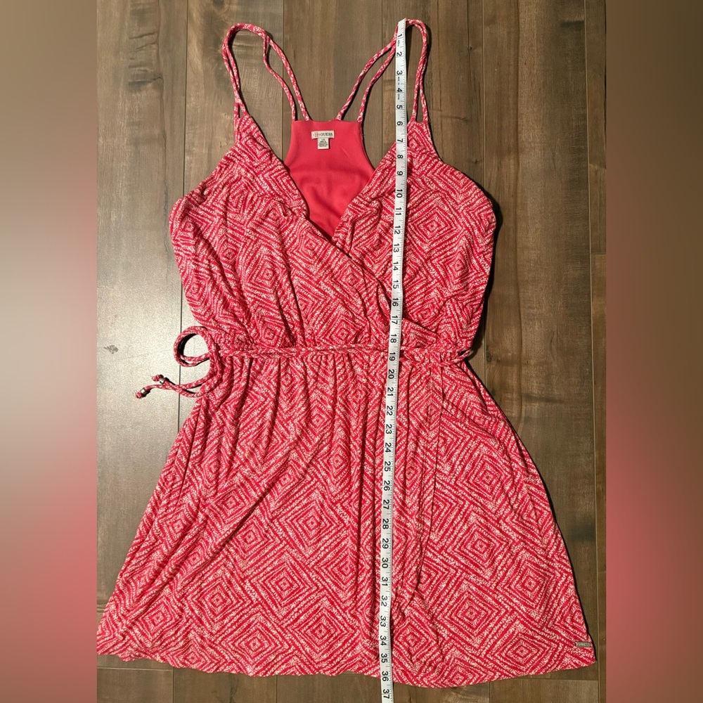 Guess Red Sleeveless V-neck Faux Wrap Dress Ladies size Large